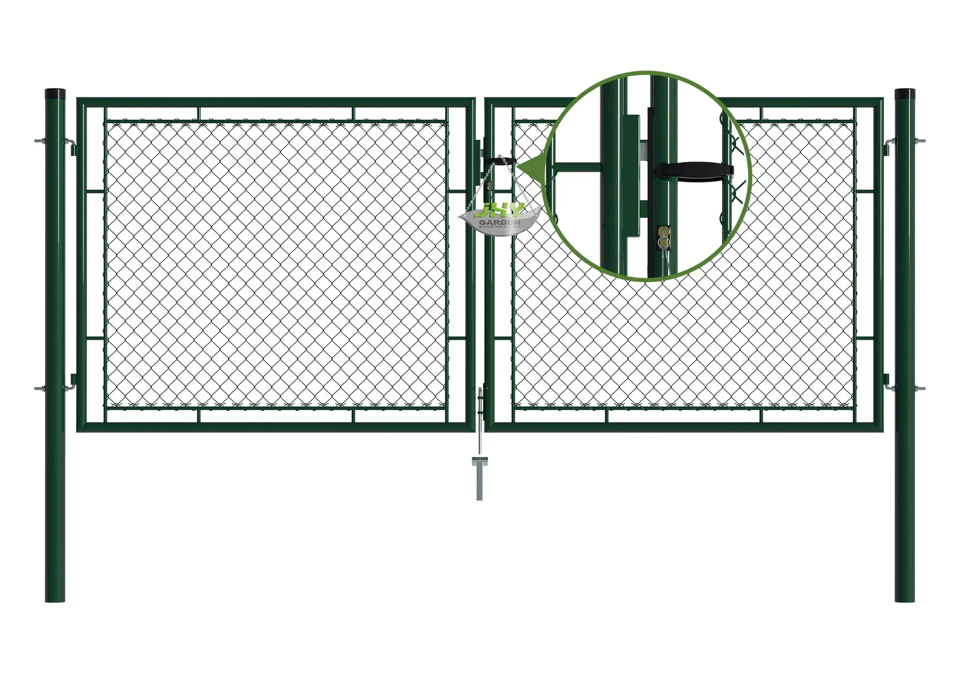 Chain Link Fence Garden Gate 3000×1250mm lock.webp1