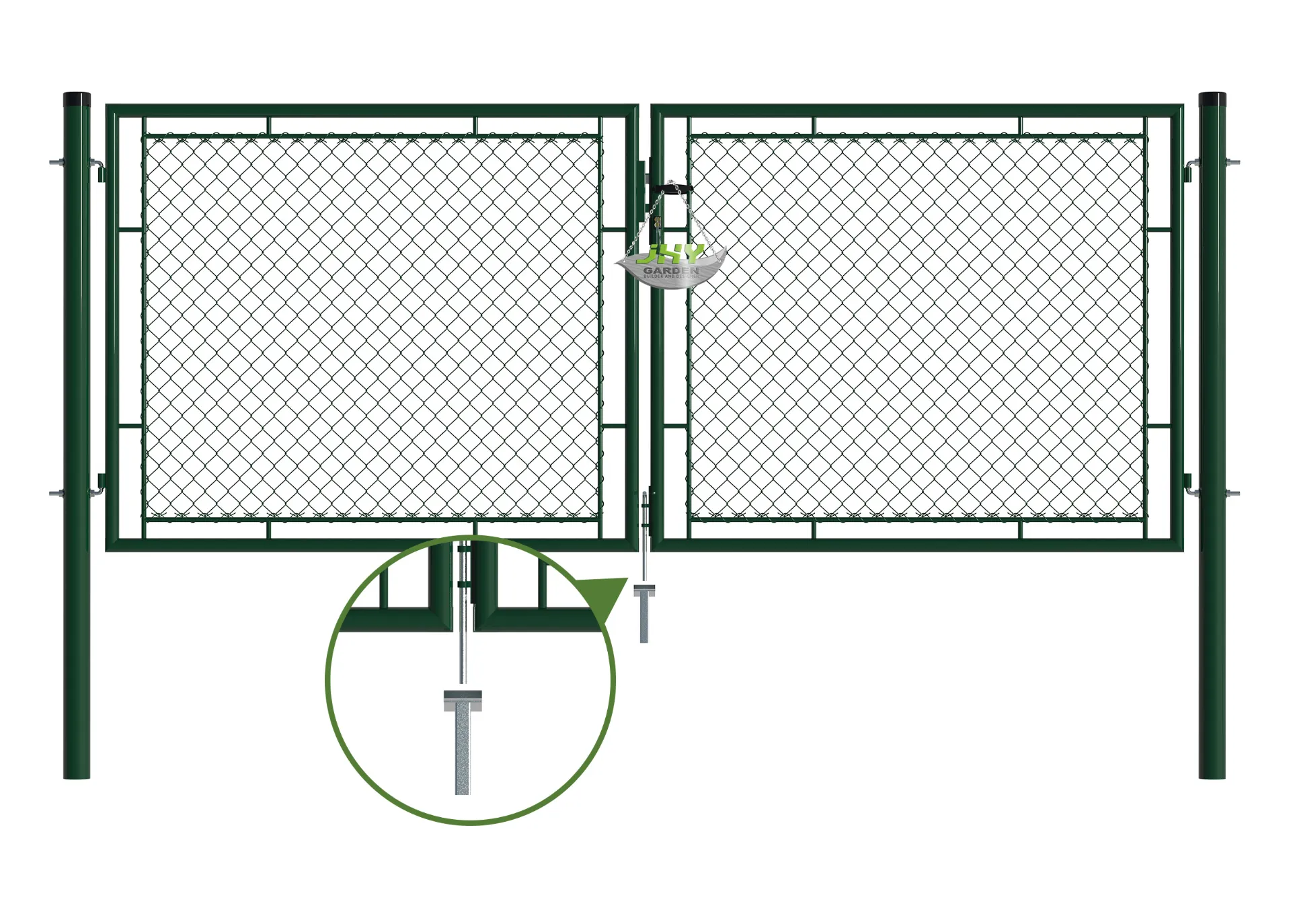 Chain Link Fence Garden Gate 3000×1250mm stopper.webp1