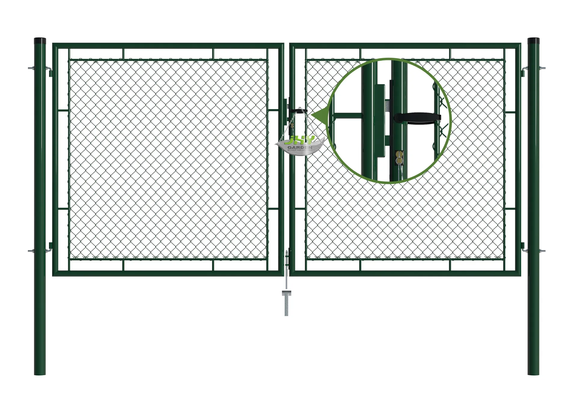 Chain Link Fence Garden Gate 3000×1500mm lock.webp1