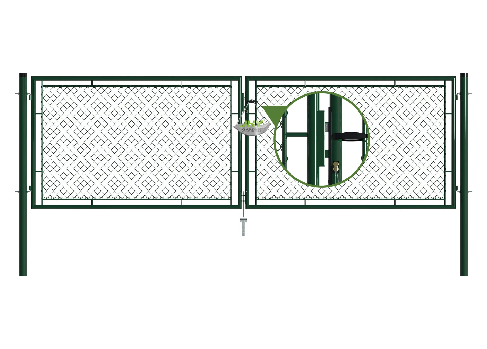 Chain Link Fence Garden Gate 4000×1250mm lock.webp1