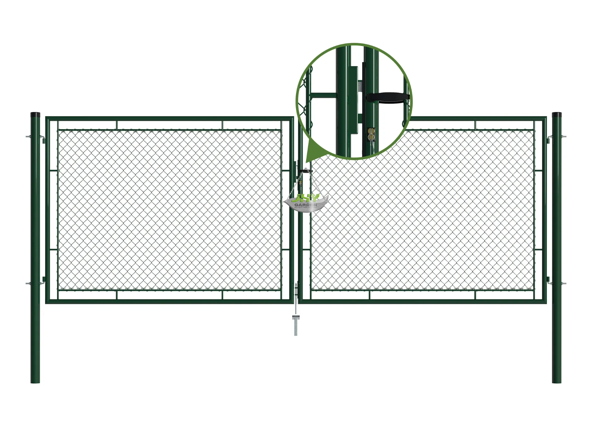 Chain Link Fence Garden Gate 4000×1500mm lock.webp1