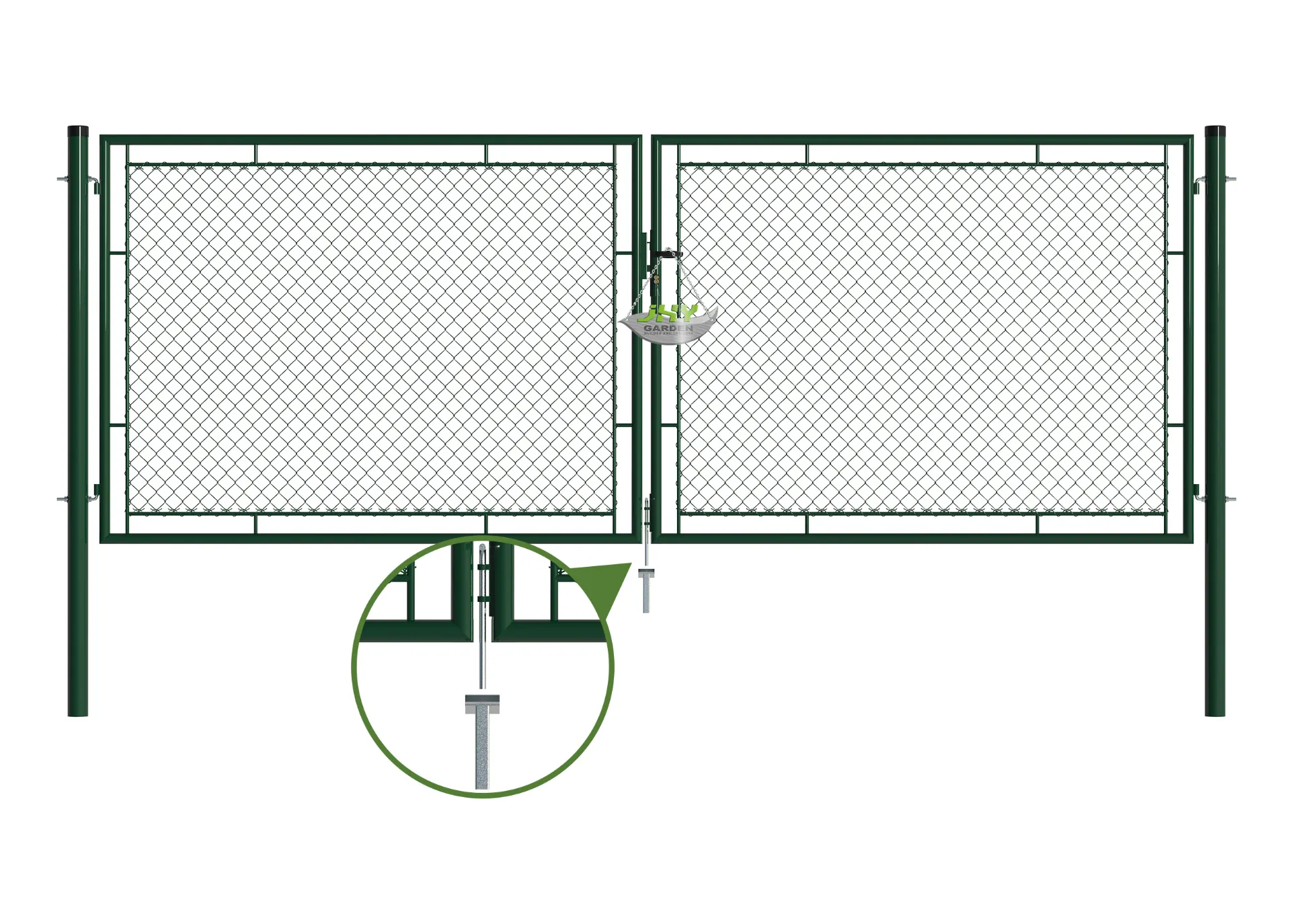 Chain Link Fence Garden Gate 4000×1500mm stopper.webp1