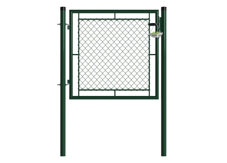 CHAIN LINK FENCING GARDEN GATE WIDTH 100CM & HEIGHT 100CM GREEN & GREY SQUARE POST & FRAME