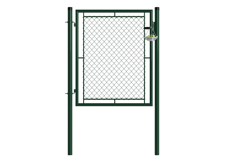 CHAIN LINK FENCING GARDEN GATE WIDTH 100CM & HEIGHT 125CM GREEN & GREY SQUARE POST & FRAME
