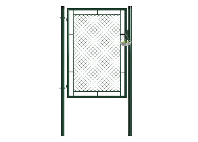 CHAIN LINK FENCING GARDEN GATE WIDTH 100CM & HEIGHT 150CM GREEN & GREY SQUARE POST & FRAME