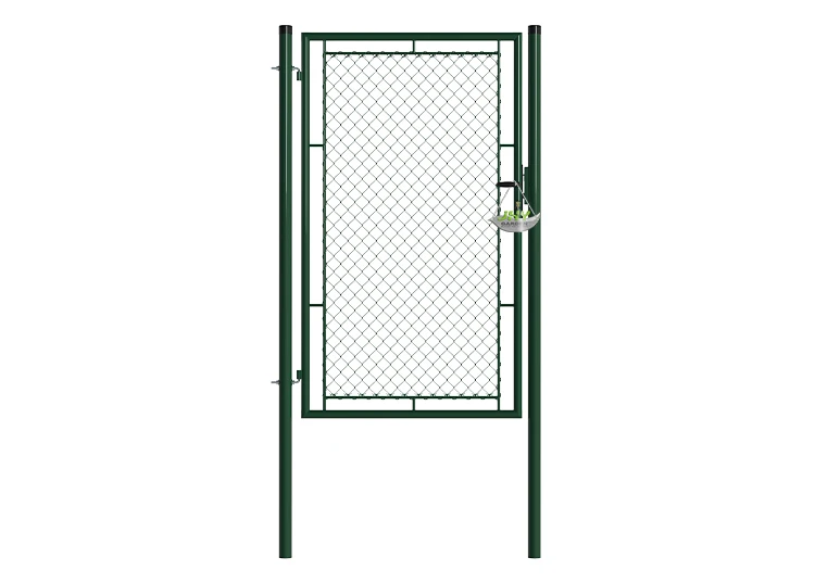 CHAIN LINK FENCING GARDEN GATE WIDTH 100CM & HEIGHT 175CM GREEN & GREY SQUARE POST & FRAME