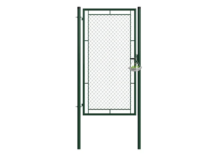 CHAIN LINK FENCING GARDEN GATE WIDTH 100CM & HEIGHT 200CM GREEN & GREY SQUARE POST & FRAME