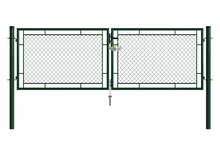 CHAIN LINK FENCING GARDEN GATE WIDTH 300CM & HEIGHT 100CM GREEN & GREY SQUARE POST & FRAME