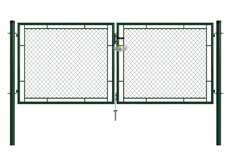 CHAIN LINK FENCING GARDEN GATE WIDTH 300CM & HEIGHT 125CM GREEN & GREY SQUARE POST & FRAME