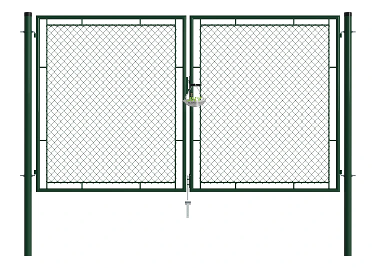 CHAIN LINK FENCING GARDEN GATE WIDTH 300CM & HEIGHT 175CM GREEN & GREY SQUARE POST & FRAME