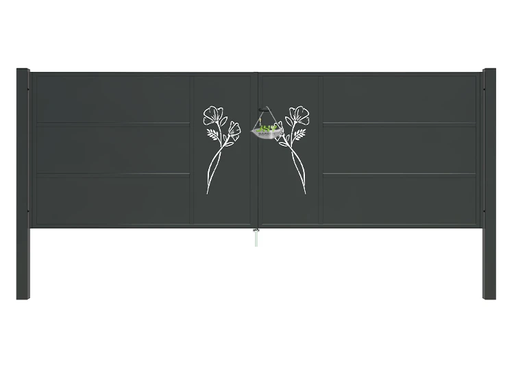 CNC IRON GATE OASIS WIDTH 400CM & HEIGHT 140CM BLACK SQUARE POST & FRAME