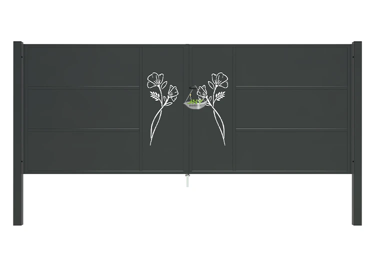 CNC IRON GATE OASIS WIDTH 400CM & HEIGHT 160CM BLACK SQUARE POST & FRAME