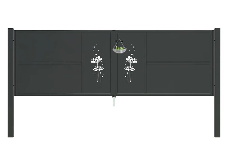 CNC IRON GATES DECENY WIDTH 300CM & HEIGHT 100CM BLACK SQUARE POST & FRAME