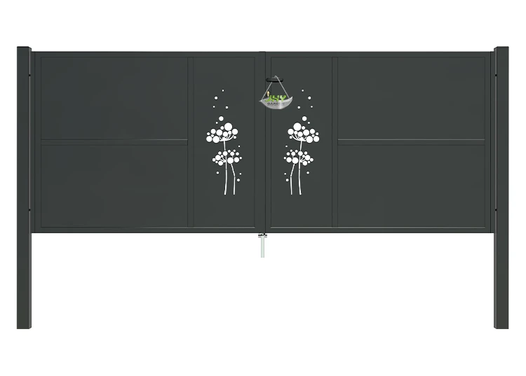 CNC IRON GATES DECENY WIDTH 300CM & HEIGHT 120CM BLACK SQUARE POST & FRAME