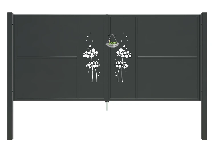 CNC IRON GATES DECENY WIDTH 300CM & HEIGHT 140CM BLACK SQUARE POST & FRAME