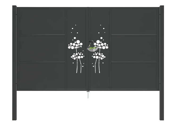 CNC IRON GATES DECENY WIDTH 300CM & HEIGHT 180CM BLACK SQUARE POST & FRAME