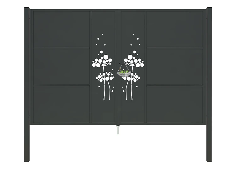 CNC IRON GATES DECENY WIDTH 300CM & HEIGHT 200CM BLACK SQUARE POST & FRAME