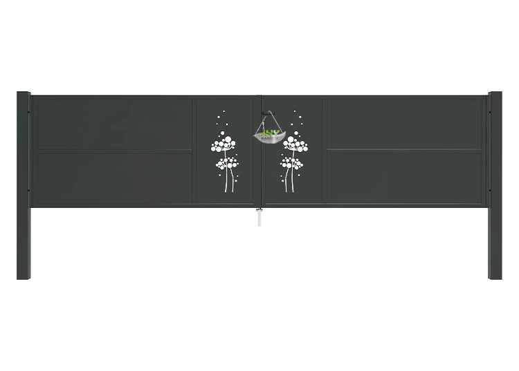 CNC IRON GATES DECENY WIDTH 400CM & HEIGHT 100CM BLACK SQUARE POST & FRAME