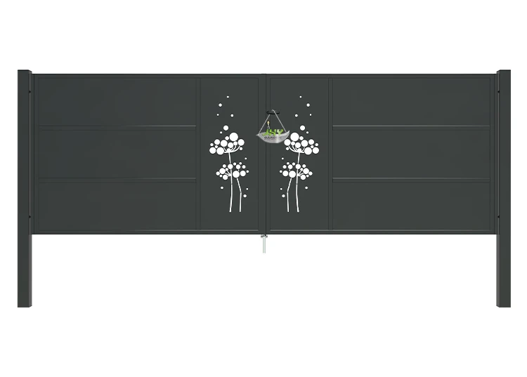 CNC IRON GATES DECENY WIDTH 400CM & HEIGHT 140CM BLACK SQUARE POST & FRAME