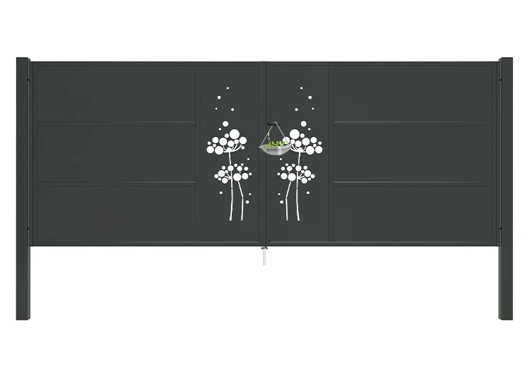 CNC IRON GATES DECENY WIDTH 400CM & HEIGHT 160CM BLACK SQUARE POST & FRAME