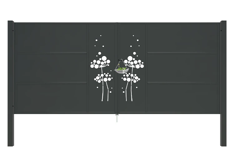 CNC IRON GATES DECENY WIDTH 400CM & HEIGHT 180CM BLACK SQUARE POST & FRAME