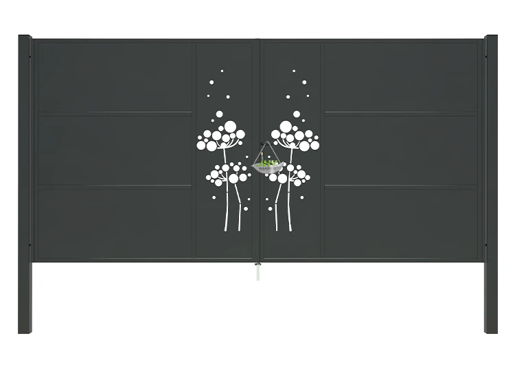 CNC IRON GATES DECENY WIDTH 400CM & HEIGHT 200CM BLACK SQUARE POST & FRAME