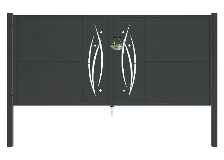 CNC METAL GATES SERENADE WIDTH 300CM & HEIGHT 140CM BLACK SQUARE POST & FRAME