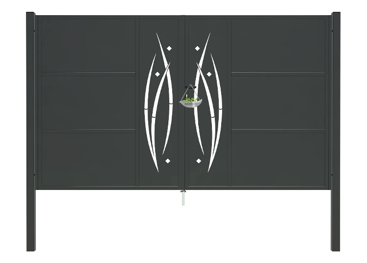 CNC METAL GATES SERENADE WIDTH 300CM & HEIGHT 180CM BLACK SQUARE POST & FRAME