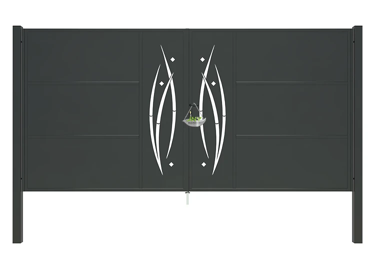 CNC METAL GATES SERENADE WIDTH 400CM & HEIGHT 200CM BLACK SQUARE POST & FRAME