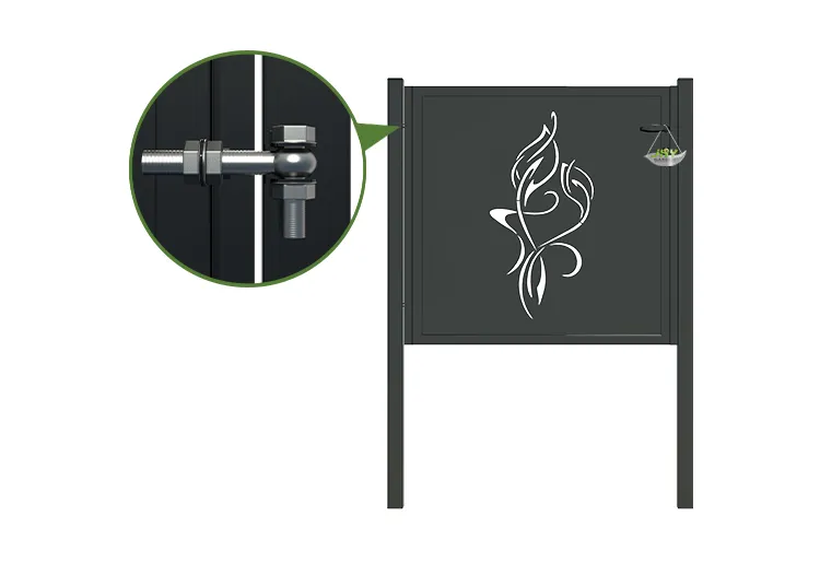 CNC Outdoor Iron Gate Tranquility 1000×1000mm lock.webp3