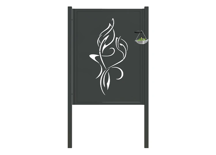 CNC OUTDOOR IRON GATE TRANQUILITY WIDTH 100CM & HEIGHT 140CM BLACK SQUARE POST & FRAME