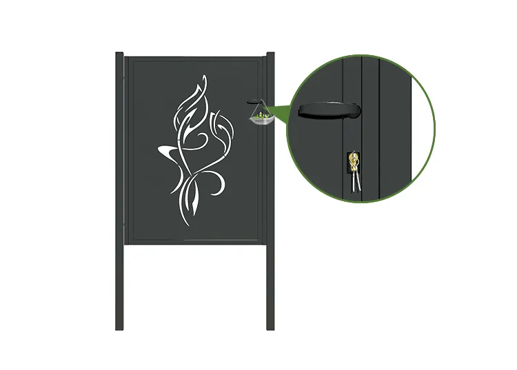 CNC Outdoor Iron Gate Tranquility 1000×1400mm lock.webp1