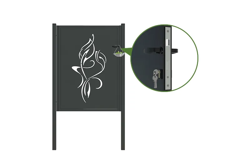 CNC Outdoor Iron Gate Tranquility 1000×1400mm lock.webp2