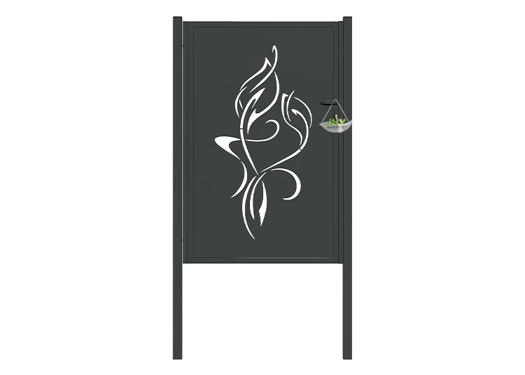 CNC OUTDOOR IRON GATE TRANQUILITY WIDTH 100CM & HEIGHT 160CM BLACK SQUARE POST & FRAME