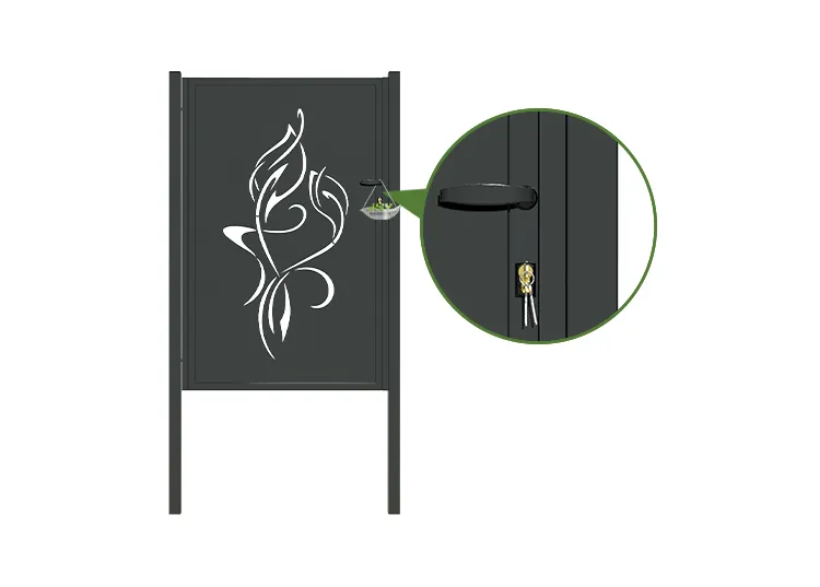 CNC Outdoor Iron Gate Tranquility 1000×1600mm lock inside.webp4