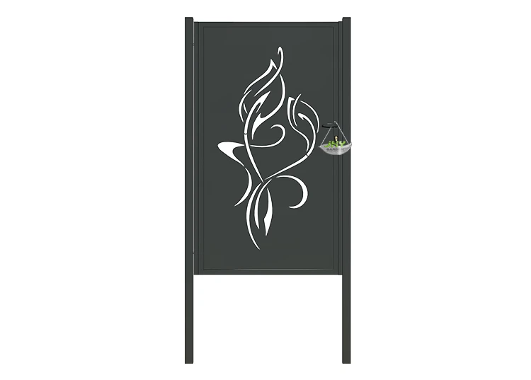 CNC OUTDOOR IRON GATE TRANQUILITY WIDTH 100CM & HEIGHT 180CM BLACK SQUARE POST & FRAME