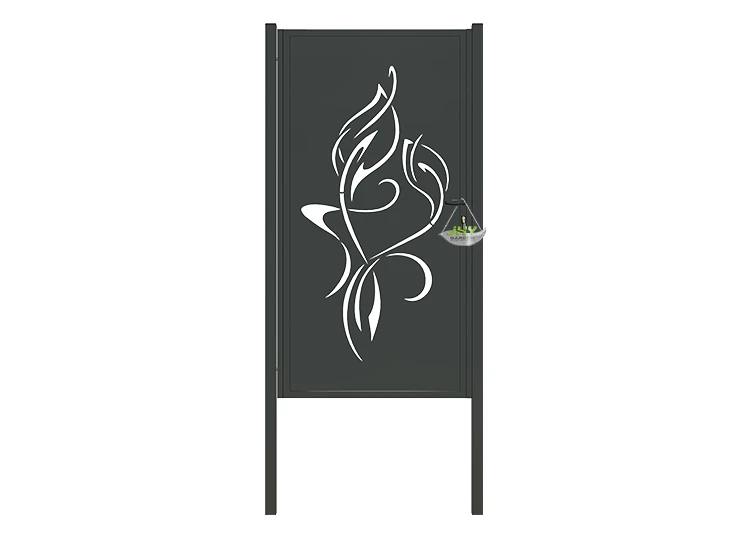 CNC OUTDOOR IRON GATE TRANQUILITY WIDTH 100CM & HEIGHT 200CM BLACK SQUARE POST & FRAME