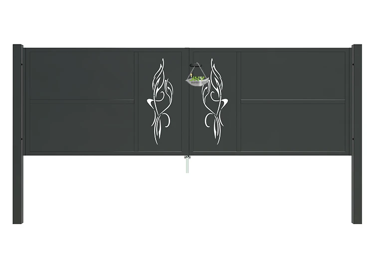 CNC OUTDOOR IRON GATE TRANQUILITY WIDTH 300CM & HEIGHT 100CM BLACK SQUARE POST & FRAME