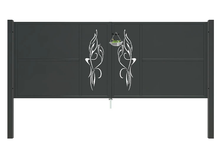 CNC OUTDOOR IRON GATE TRANQUILITY WIDTH 300CM & HEIGHT 120CM BLACK SQUARE POST & FRAME