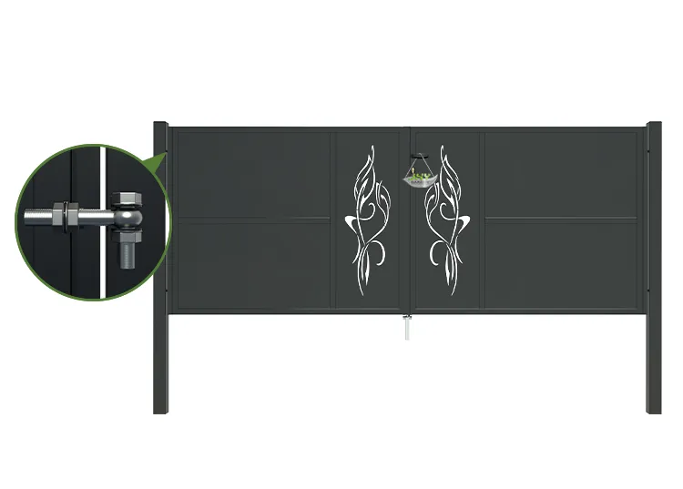 CNC Outdoor Iron Gate Tranquility 3000×1200mm hinge.webp1