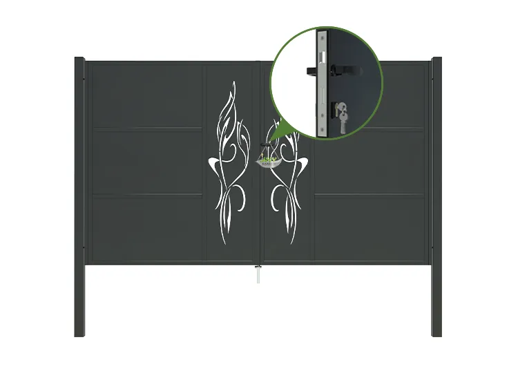CNC Outdoor Iron Gate Tranquility 3000×1800mm lock inside.webp1