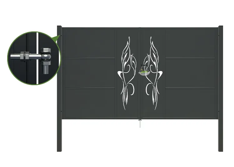 CNC Outdoor Iron Gate Tranquility 3000×1800mm lock inside.webp2