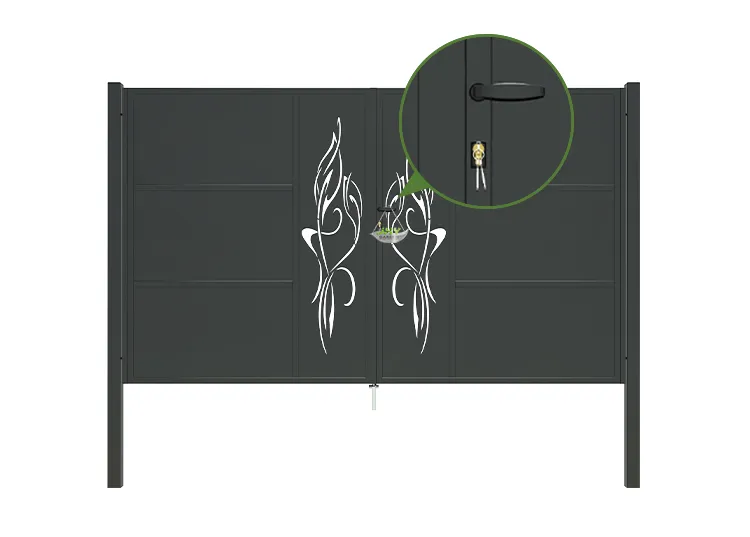 CNC Outdoor Iron Gate Tranquility 3000×1800mm lock inside.webp3