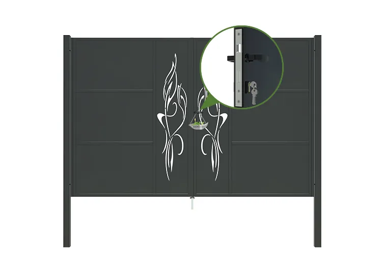 CNC Outdoor Iron Gate Tranquility 3000×2000mm lock inside.webp1