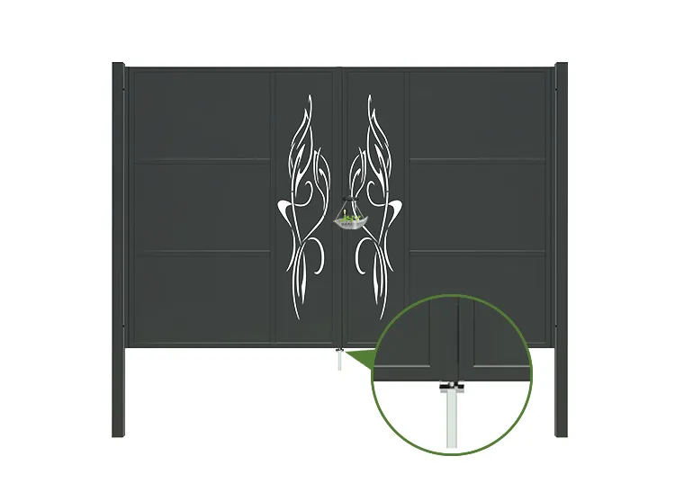 CNC Outdoor Iron Gate Tranquility 3000×2000mm lock inside.webp3