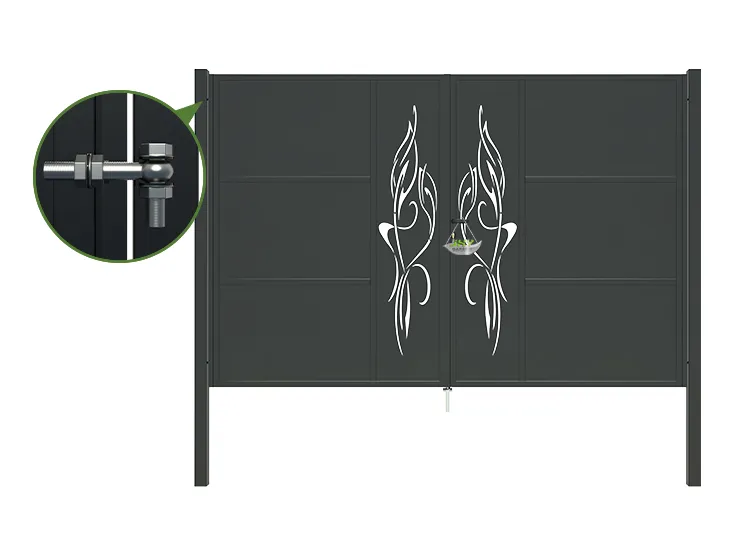 CNC Outdoor Iron Gate Tranquility 3000×2000mm lock inside.webp4