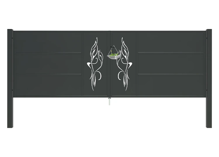 CNC OUTDOOR IRON GATE TRANQUILITY WIDTH 400CM & HEIGHT 140CM BLACK SQUARE POST & FRAME