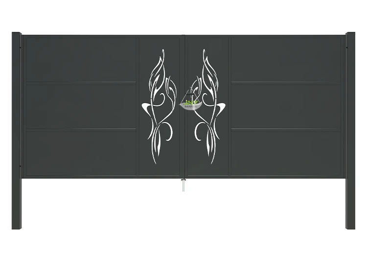 CNC OUTDOOR IRON GATE TRANQUILITY WIDTH 400CM & HEIGHT 180CM BLACK SQUARE POST & FRAME