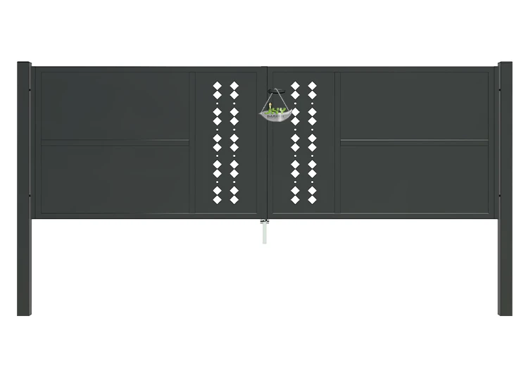 CNC STEEL GATE ESSENCE WIDTH 300CM & HEIGHT 100CM BLACK SQUARE POST & FRAME