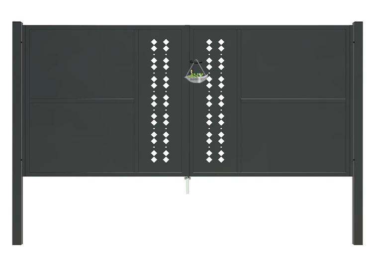 CNC STEEL GATE ESSENCE WIDTH 300CM & HEIGHT 140CM BLACK SQUARE POST & FRAME